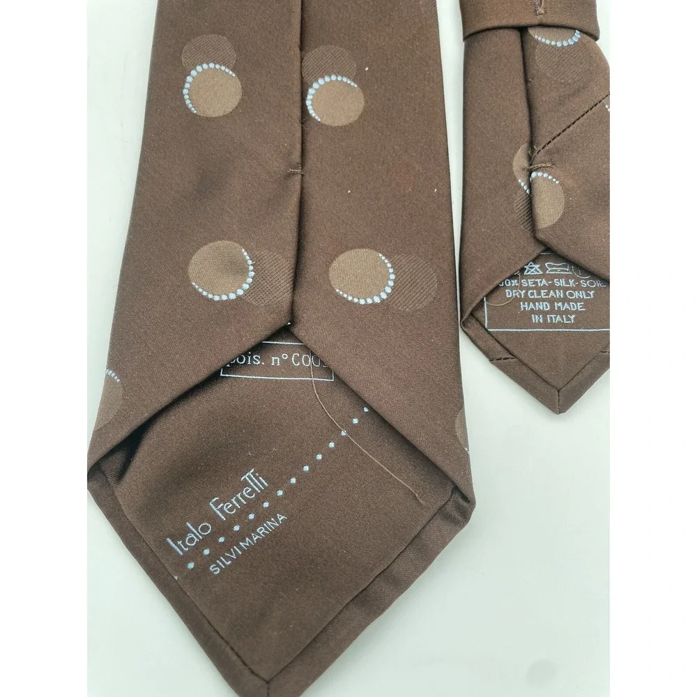 Italo Ferretti Mens Brown W/Circles‎ Handmade100% Silk Tie (TC12) NW/OTs